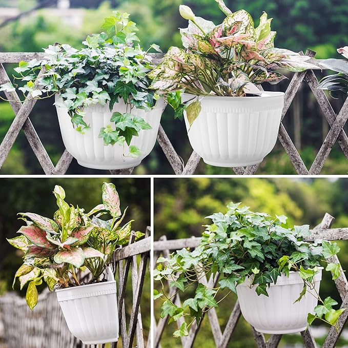 4 Pack White Wall Planter Pots Vertical Living Wall Hanging Planters Wall - Image 6