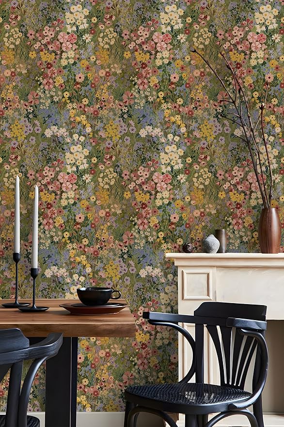 Floral Wallpaper Peel and Stick Boho Wall Paper Removable Waterproof Green - Image 3