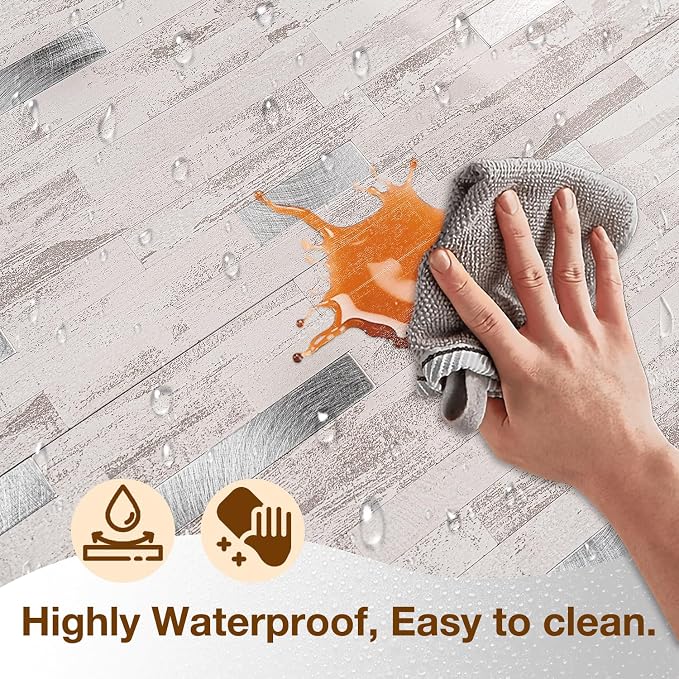 Peel and Stick Backsplash Tile Waterproof Removable PVC Wall Sticker 3D Faux - Image 4