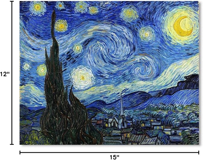 Van Gogh Canvas Wall Art: Starry Night Landscape Painting Picture Reproduction - Image 7