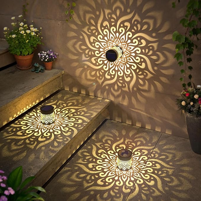 4 Pack Large Solar Fence Lights Metal Solar Powered Outdoor Wall Deck Step - Image 5
