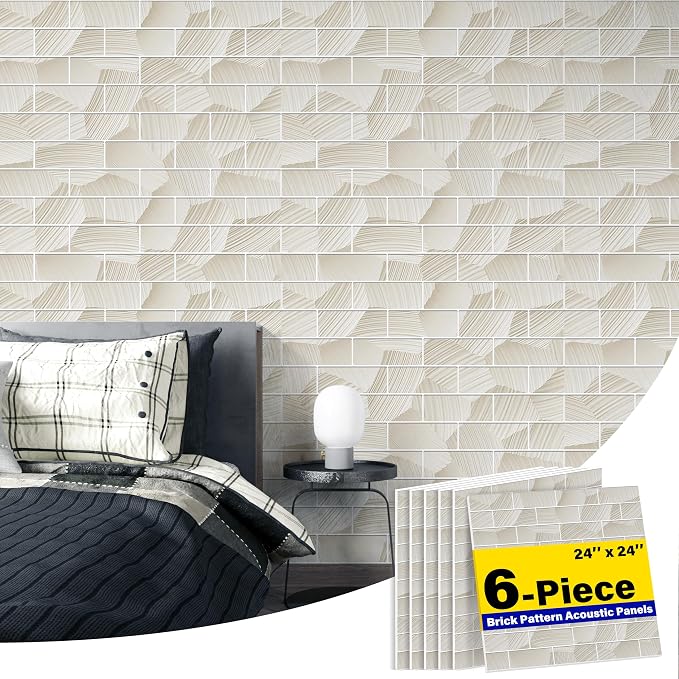 6-Pack Acoustic Wall Panels Sound Absorbing Panels, 6-Piece 24" X 24" by HushHues