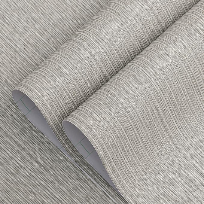 Mocha Brown Faux Grasscloth Wallpaper Peel and Stick Linen Textured 24"x394" - Image 2