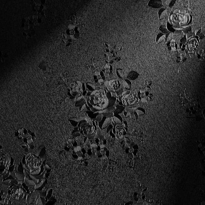 Erfoni Black Peel and Stick Wallpaper Black Floral Embossed Contact Paper by Erfoni
