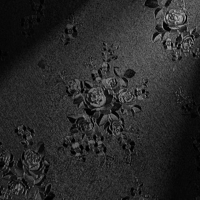 Erfoni Black Peel and Stick Wallpaper Black Floral Embossed Contact Paper by Erfoni