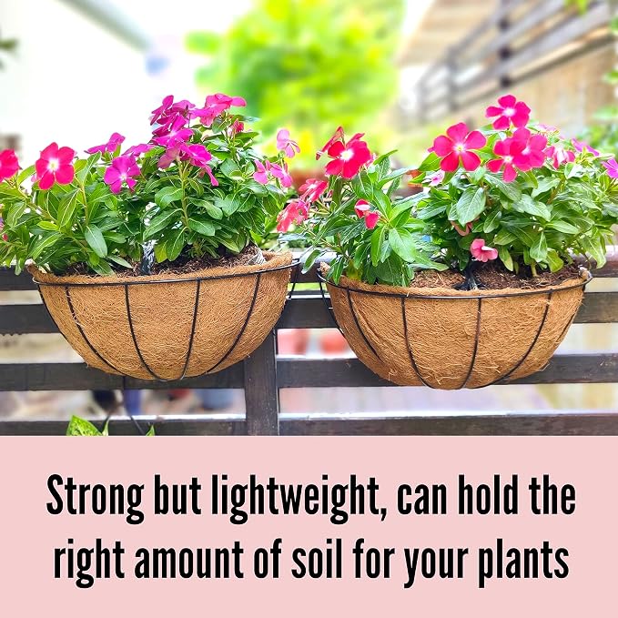 LaLaGreen Wall Hanging Planters, 2 Pack, 12 Inch Wall Mounted Flower Baskets - Image 8