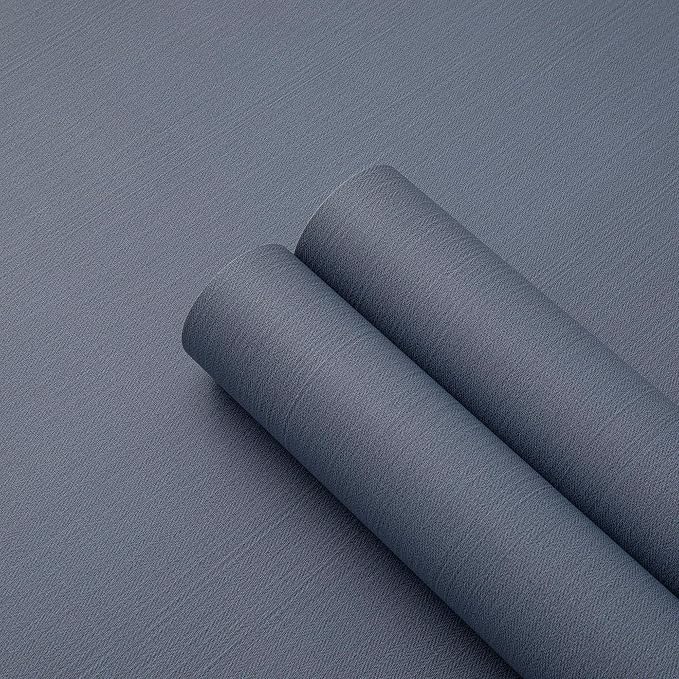 24"x393" Navy Blue Grasscloth Peel and Stick Fabric Textured Contact Paper - Image 9