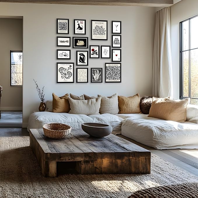 LANCHI95 16 PCS FRAMED Black and White Home Decor, Eclectic Wall Art, - Image 4