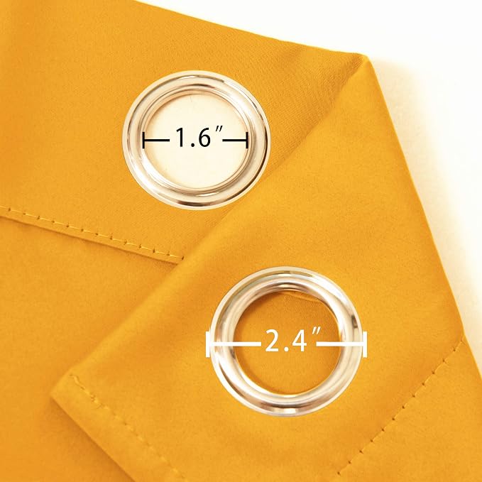 LEMOMO Yellow Blackout Curtains/52 x 45 Inch Length/Set of 2 Panels Grommet - Image 5