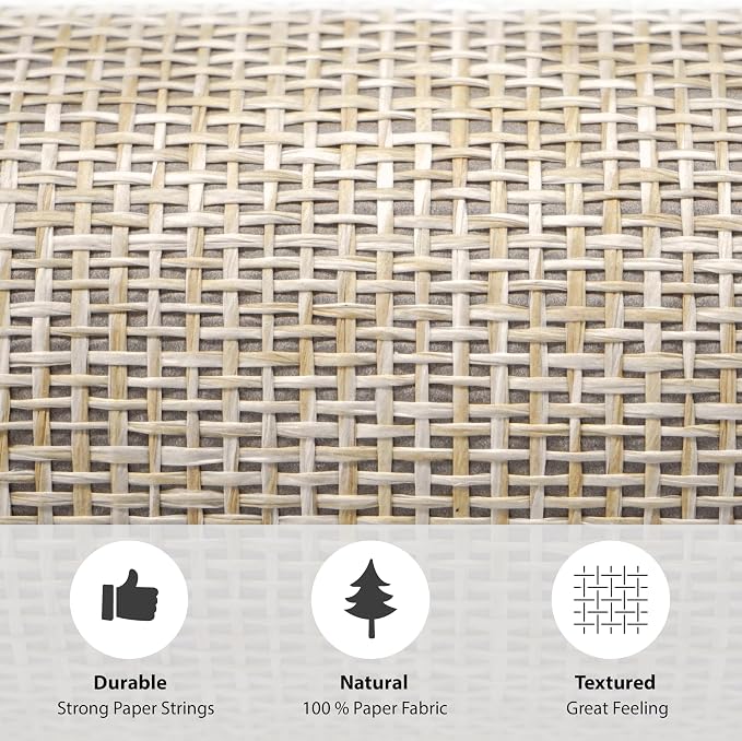 Ansehan Wallcovering W030105 Envy Collection 36" W x 8 Yard L, Natural Paper - Image 5