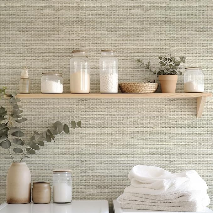 HueBurst Grasscloth Peel and Stick Wallpaper 17.3" x 197" Renter Friendly - Image 3