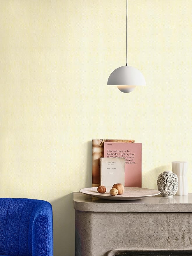 Grasscloth Peel and Stick Wallpaper Beige and Yellow Contact Paper 15.7inch x - Image 2