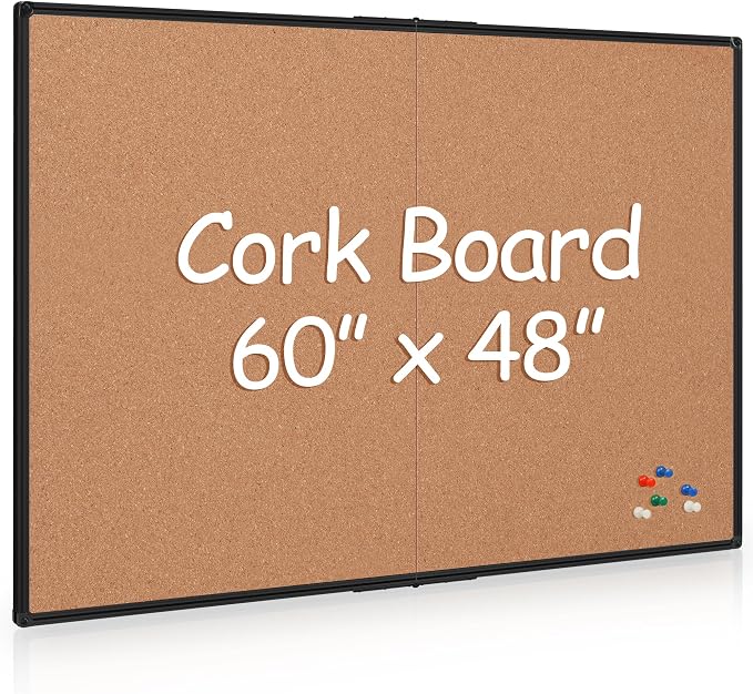 Extra Large Cork Bulletin Board 60" X 48", Foldable Notice Pin Board by Justdowhatyouwanttodo