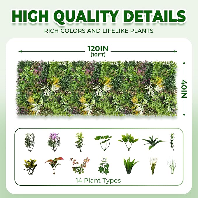 Artificial Grass Wall Roll Panels: 40''x120''Boxwood Hedge Panels, UV-Anti - Image 2