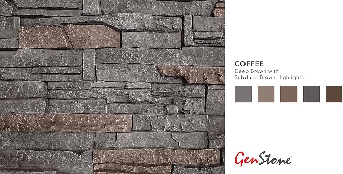 GenStone Faux Stacked Stone Panel 41" x 11.25" in Coffee Color - Image 2
