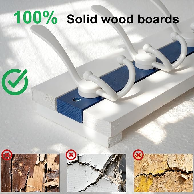 SKOLOO Coastal Coat Rack Wall Mount-38-1/8 Beach House Entryway Wooden Coat Hook - Image 7