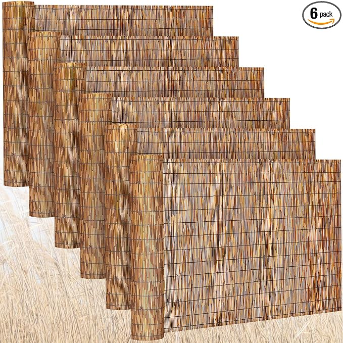 Barydat 6 Pcs 4 x 16.4 ft Reed Fence Roll, 85% Shade Bamboo Privacy Screen by home