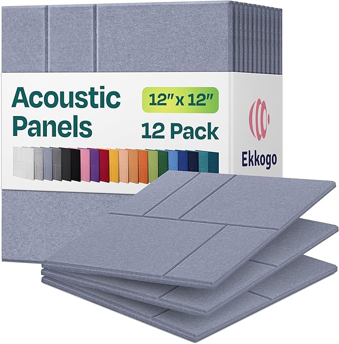 Acoustic Panels 12-Pack Soundproof Wall Panels 12"x12"x0.4" Decorative Sound by EkkogoAcousticPanels