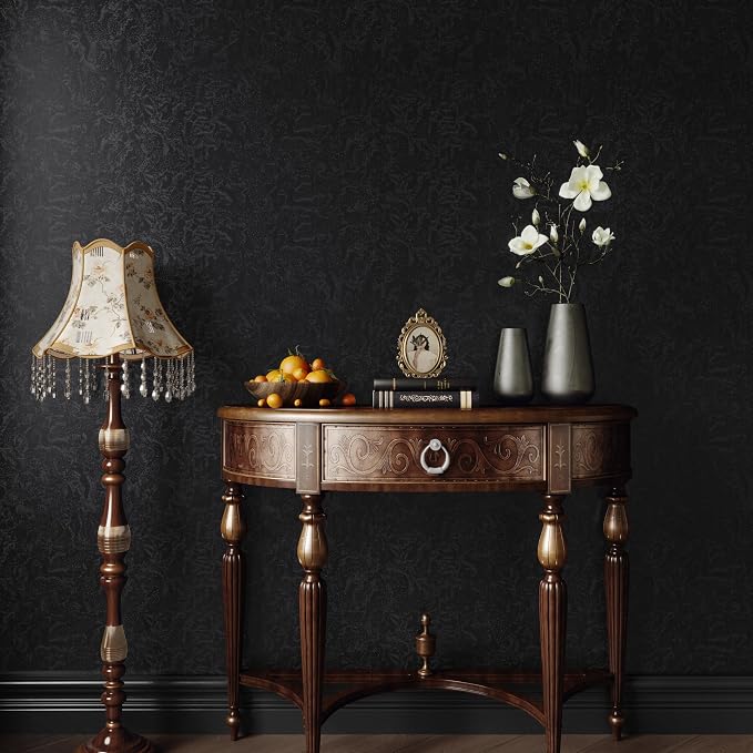 Abyssaly Black Textured Wallpaper Peel and Stick - Image 8