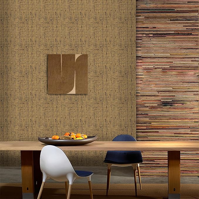 15.75"x590.6" Brown Wallpaper Peel and Stick Removable Grasscloth Textured Wall - Image 5