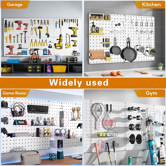 Peg Board, 6 Pack 16'' x 12'' White Pegboard Panels - Image 7