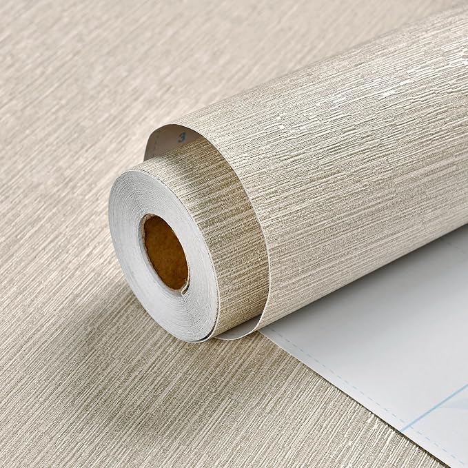 Haimin Grasscloth Wallpaper Peel and Stick 20.9in X 393in Fabric Contact Paper by HaiminHomeDecorWallpaper