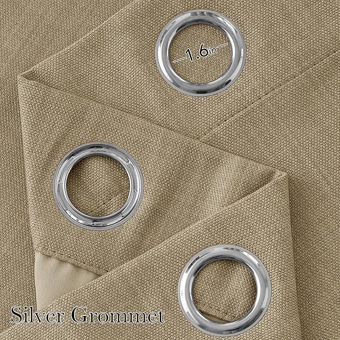 NICETOWN Short Faux Linen Oatmeal Blackout Curtains 63 inches Long - Image 2