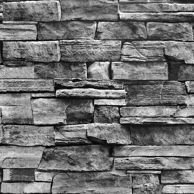 Jeweluck Grey Brick Wallpaper Peel and Stick Wallpaper 17.7inch×236.2inch Faux by Jeweluck