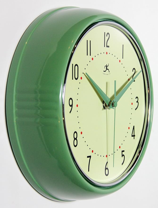 Infinity Instruments LTD. Retro 9 inch Silent Sweep Non-Ticking Mid Century - Image 2