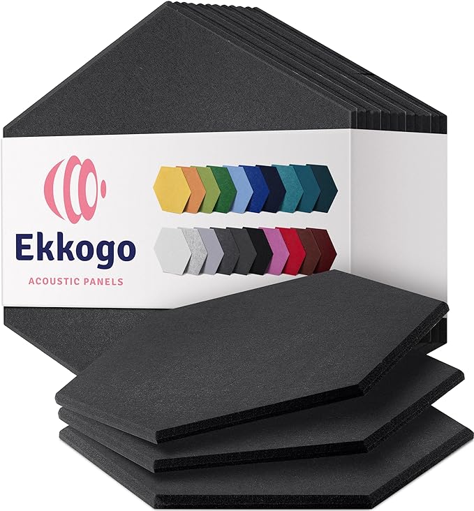 Acoustic Panels 12-Pack Soundproof Wall Panels 12"X10.4"X0.4" Sound Panels High by EkkogoAcousticPanels