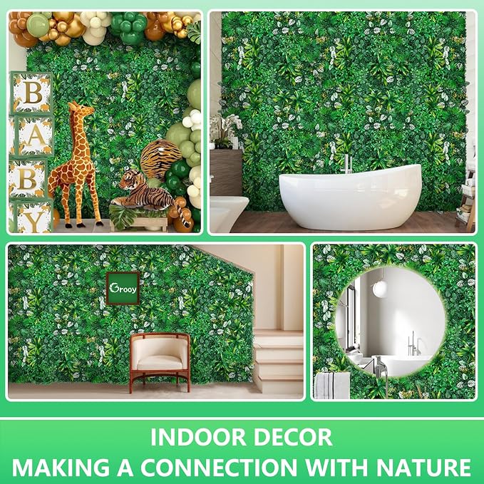 Grooy Artificial Hedge Grass Wall, Boxwood Panels 20"x20", UV Protected Privacy - Image 5