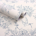 Froluya Cream White and Blue Floral Wallpaper Peel and Stick Wallpaper by Froluya