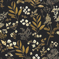 Laatse Leaf Wallpaper Peel and Stick Dark Floral Wallpaper 17.5in x 197in by Laatse