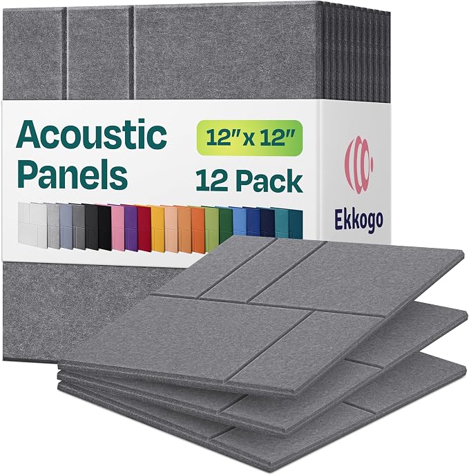 Acoustic Panels 12-Pack Soundproof Wall Panels 12"x12"x0.4" Decorative Sound by EkkogoAcousticPanels