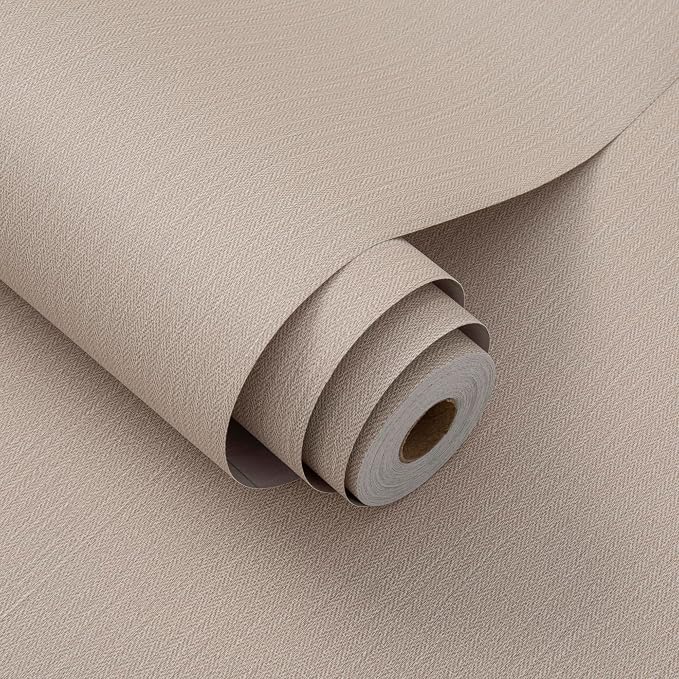 Haimin Fabric Wallpaper Textured Contact Paper Peel and Stick Faux Linen Wall by HaiminHomeDecorWallpaper