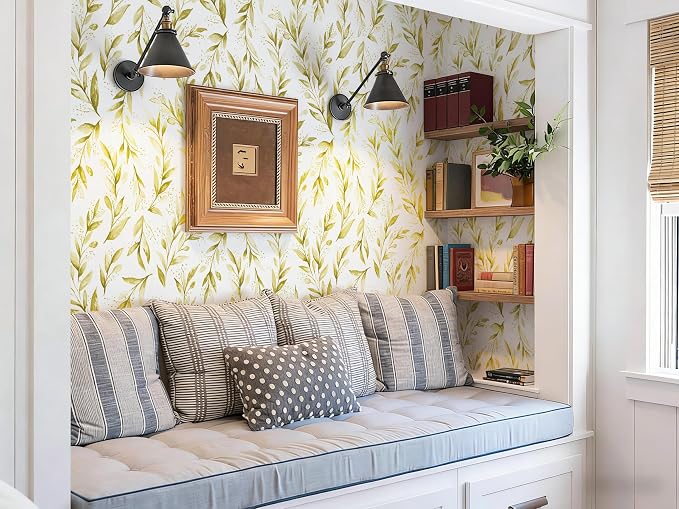 Livebor Leaf Peel and Stick Wallpaper Olive Leaf Contact Paper17.7in x 118.1in - Image 3