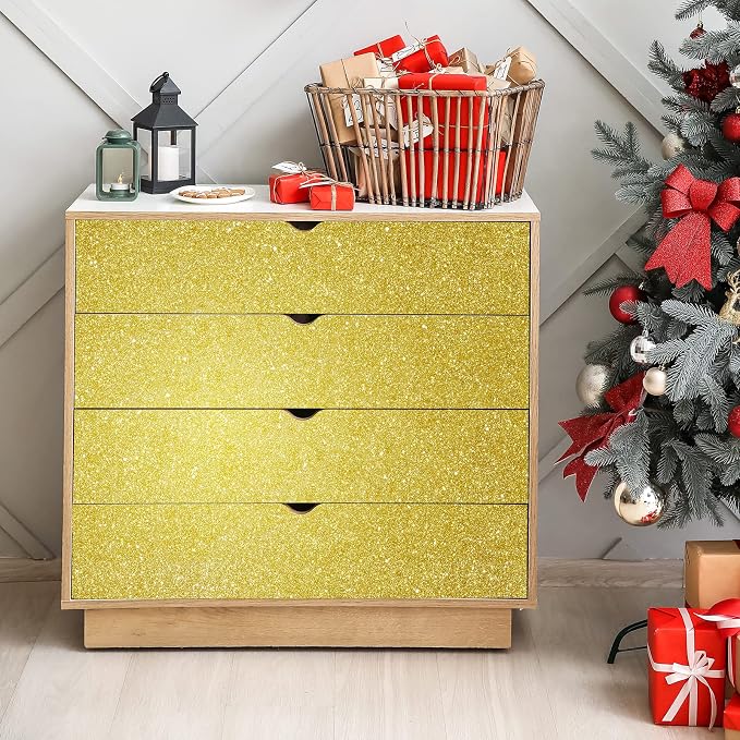 CHIHUT Gold Sparkle Contact Paper 15.7''x100'' Gold Glitter Wallpaper Peel and - Image 5