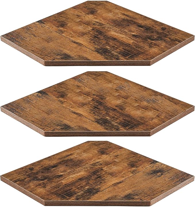 SUYU Set of 3 Floating Corner Shelves, 11.8" Rustic Wood Corner Shelf Wall by SUYU