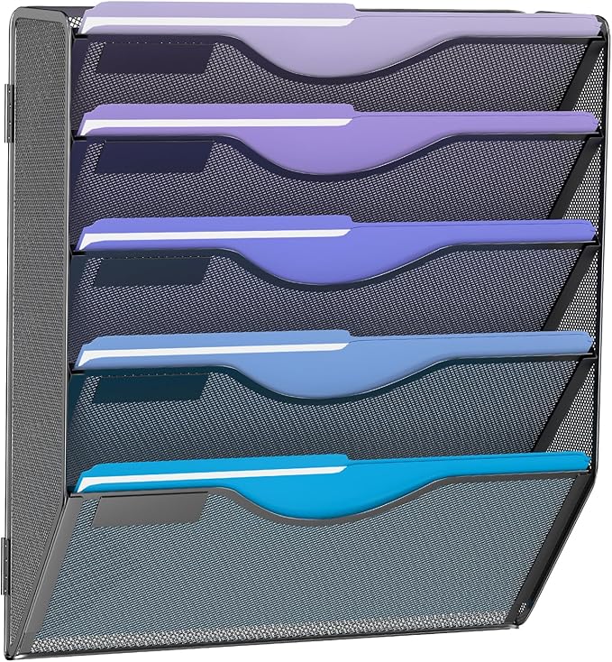 Gawerk 5 Tier Hanging Wall File Organizer, Mesh Mail Paper Orgnization Hanging by Gawerk