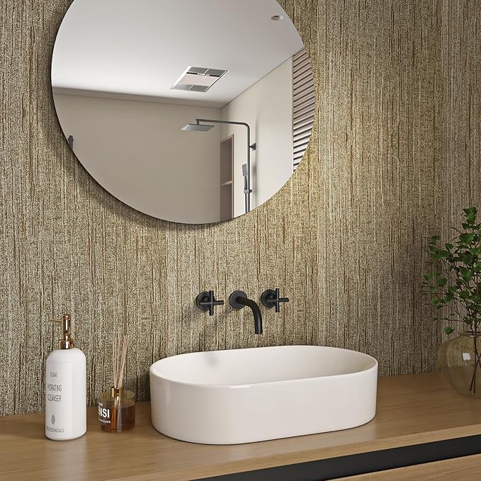 Livelynine 15.8x197 Vintage Gold Peel and Stick Wall Paper Textured Grasscloth - Image 2
