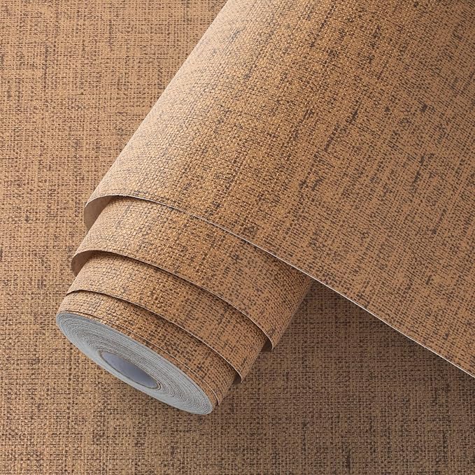 Brown Grasscloth Peel and Stick Wallpaper Textured Contact Paper Removable - Image 2