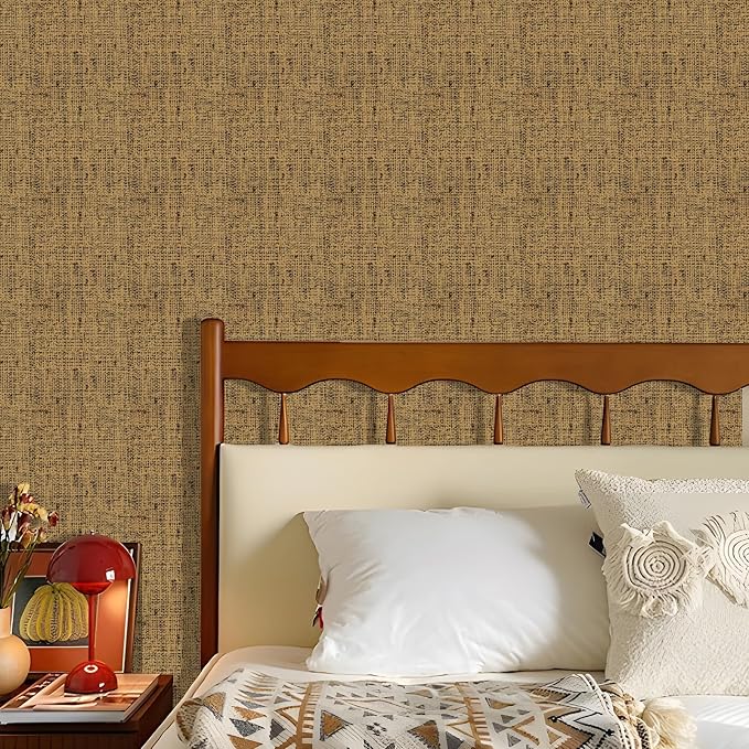Grasscloth Peel and Stick Wallpaper 15.75x196.85inch Vintage Brown Removable - Image 6