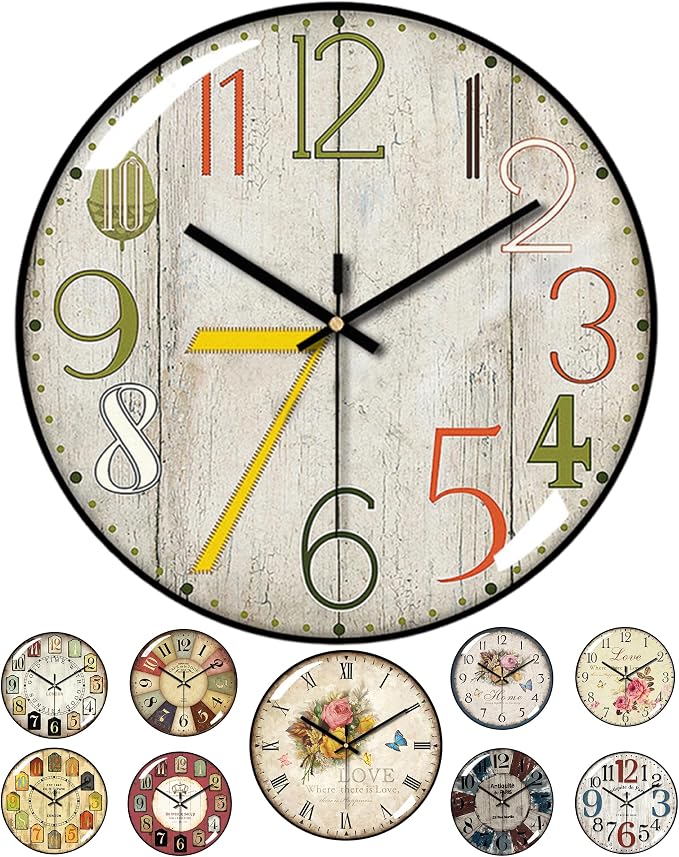 Decorative Wall Clocks Batterys Operated, Retro Wall Clock by Unknown