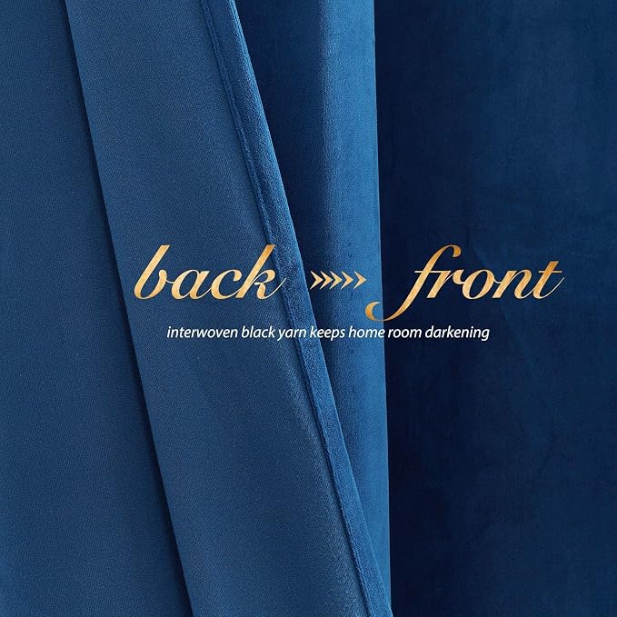 NICETOWN Blue Velvet Curtains 108 inches Long, Room Darkening Luxury Silky - Image 4