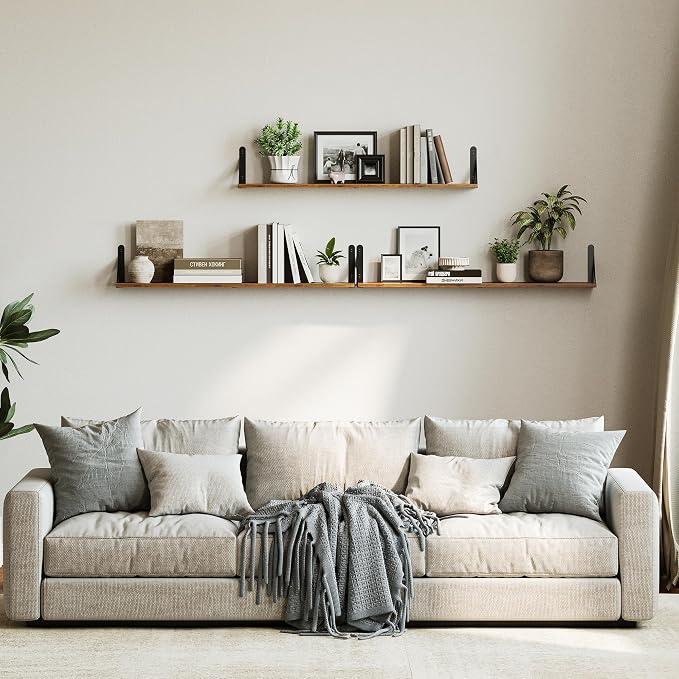 WOPITUES Floating Shelves for Wall 40″W x 8″D, Long Wall Mounted Shelves Set of - Image 2