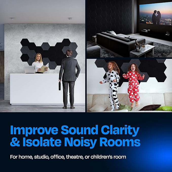 Acoustic Panels 12-Pack Soundproof Wall Panels 12"X10.4"X0.4" Sound Panels High - Image 4