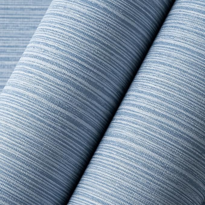 Grasscloth Textured Wallpaper Blue Peel and Stick 24inX393in Fabric Wall Paper - Image 5