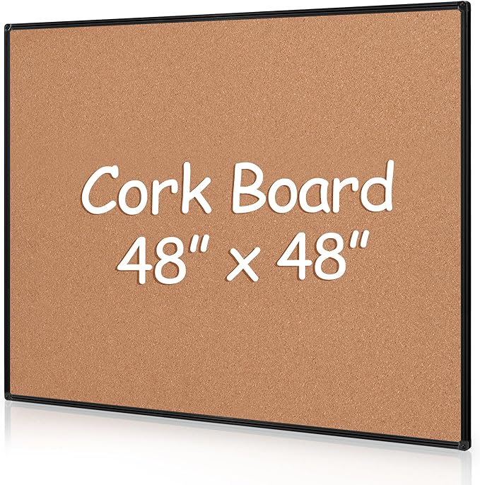 Extra Large Cork Bulletin Board 48" X 48", Wall Mounted Notice Pin Board by Justdowhatyouwanttodo