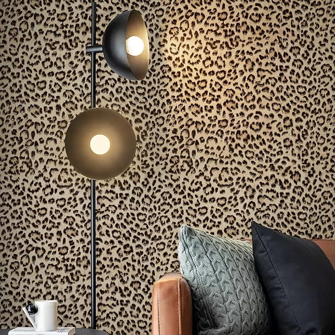 JiffDiff Leopard Print Peel and Stick Wallpaper, Waterproof Removable Self by wallpaper
