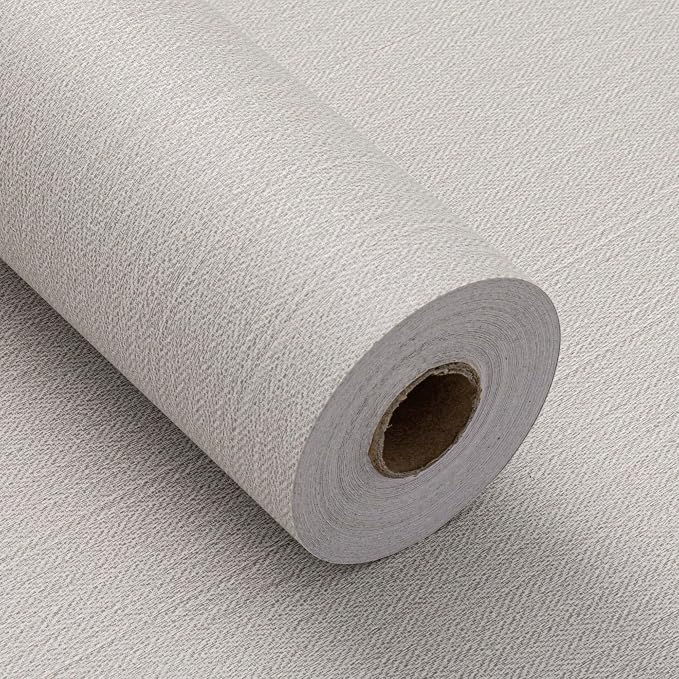 Haimin Fabric Wallpaper Textured Contact Paper Peel and Stick Faux Linen Wall by HaiminHomeDecorWallpaper